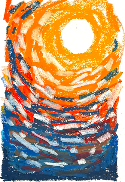 Abstract sky in oil pastel, multi-colored